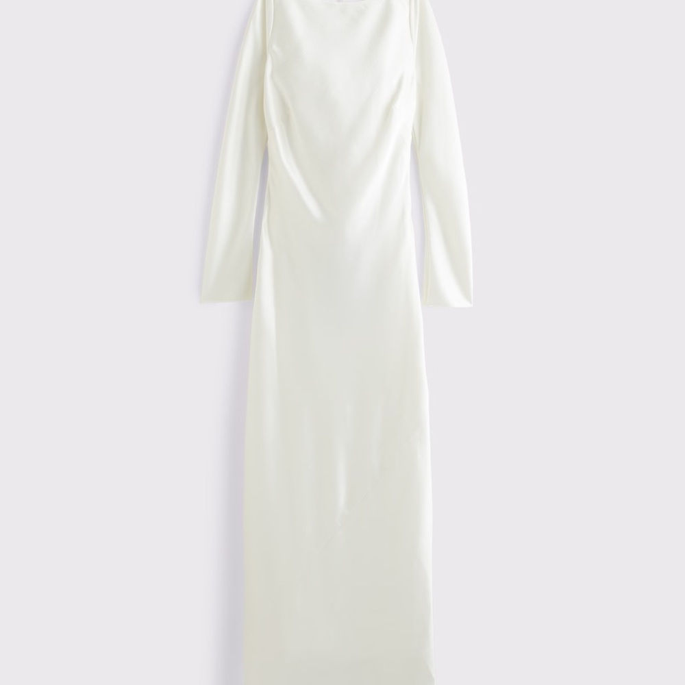 Abercrombie & Fitch Long-Sleeve Cowl Back Slip Maxi Shirt